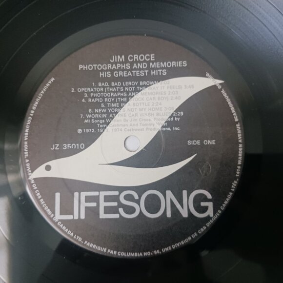 Jim Croce Photographs and Memories His Greatest Hits vinyl record, 1974 pressing - Picture 10 of 10
